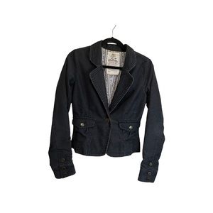 Nick & Mo Blue Gray Corduroy Long Sleeve Button Blazer Jacket Womens Size M